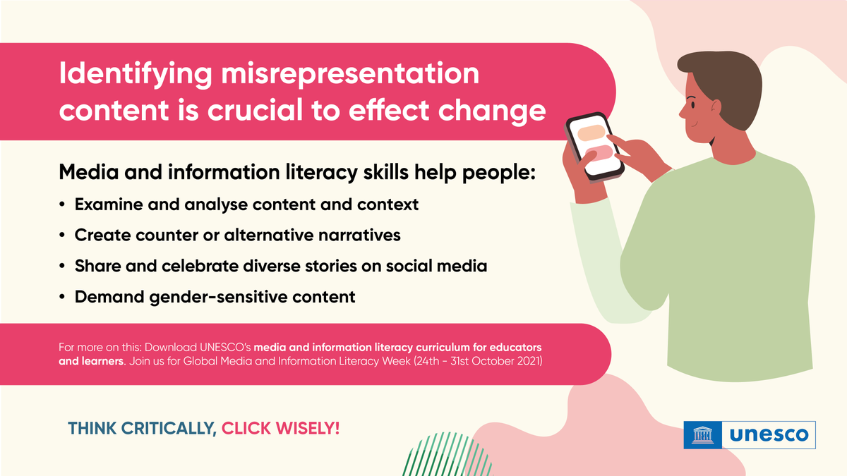 UNESCO's tweet photo. Anyone can publish misleading information.

Why does this pose such a threat? Because many people are not equipped with the skills to question the veracity of the information they see online.

https://t.co/jodxaJ9Tfb #ThinkBeforeSharing #ThinkBeforeClicking #GlobalMILWeek https://t.co/3DA0eduxsF