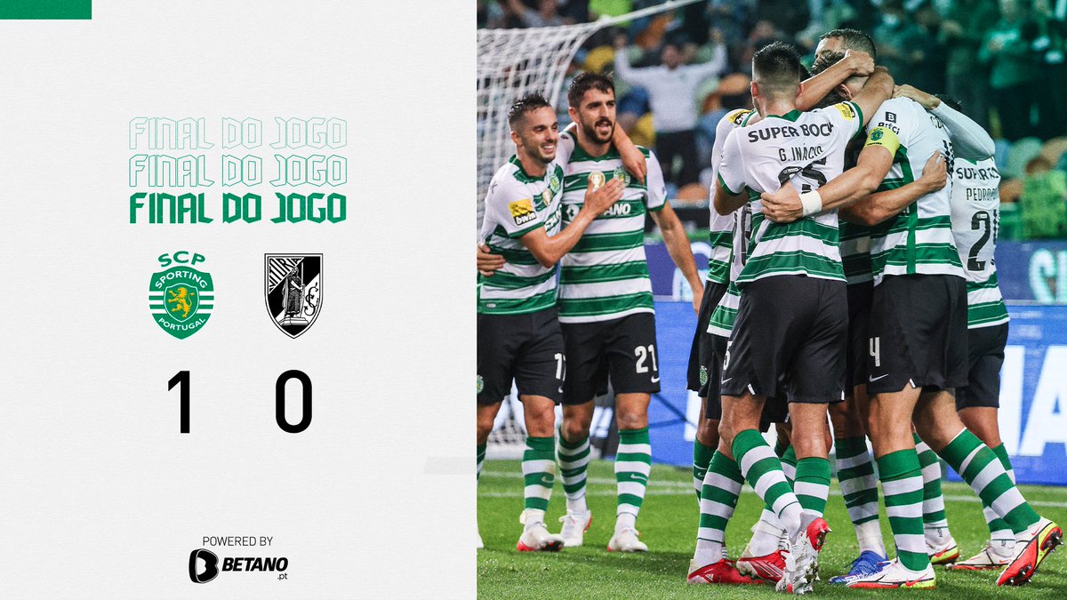 ⏹ FINAL DO JOGO:

Os 3⃣ pontos são nossos! 💪

Os Leões vencem o Vitória SC por 1-0, na 10.ª jornada  da #LigaPortugal! 👏

⚽ <a href="/SebastianCoates/">Sebastian Coates</a> 
📊 alvaladeemcasa.pt

#SCPVSC #DiaDeSporting #OndeVaiUmVãoTodos