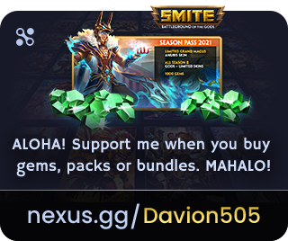 davion505's tweet photo. Aloha Ohana🌴! Check out your favorite @SMITEGame content creators by buying gems💎 &amp; other content at their Nexus Store (@join_nexus). Purchases help support that content creator! 😉👍

Mahalo &amp; much love! 🤙💜
🏪 https://t.co/Hk8DxbztXE https://t.co/lTyvSnQgnL