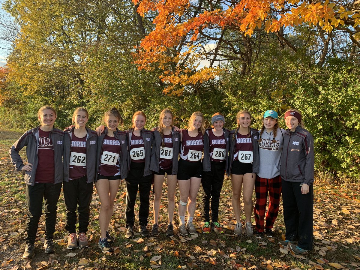 MCHSXC's tweet image. The girls team is GOING TO STATE for the first time in school history!!! So proud of how hard the girls run for each other. They earned one more week together and a chance to run at Detweiller next Saturday! #MorrisPRIDE