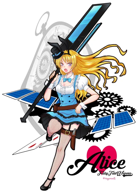 過去に描いた童話×武器イラスト ハロウィン仮装っぽいから載せちゃう〜〜赤ずきんちゃん白雪姫アリス  #Halloween #ハロウィンイラスト #オリジナル #イラスト