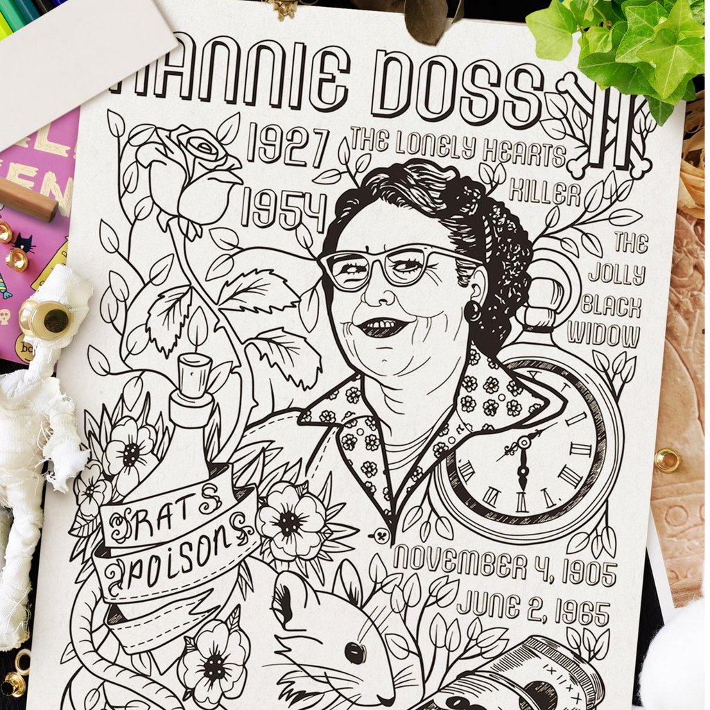 lovers_crime's tweet photo. 🤩My FEMALE SERIAL KILLERS COLORING BOOK is now available on Etsy in one-page format! https://t.co/mMwnYutGYf