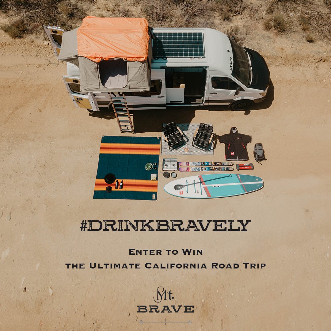 Want to score over $13,000 in adventure gear? We want to see how you #DrinkBravely. Capture + share your #DrinkBravely moment &amp; you could win the ultimate California road trip. Get the details &amp; enter by Oct. 31 at mtbravewines.com/drinkbravely.