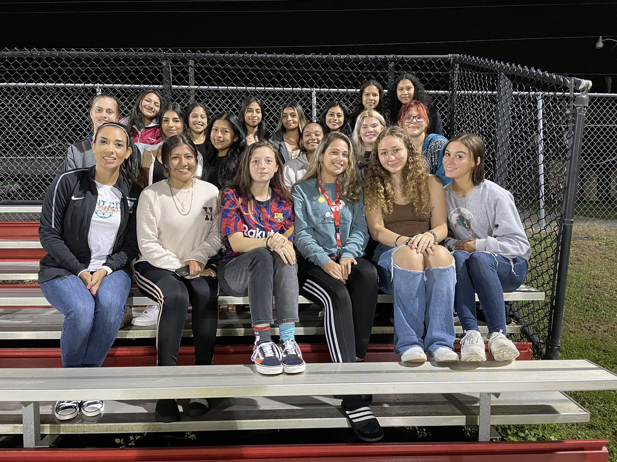 PCHSLadySoc's tweet photo. Lady Raiders supporting the #SEU fire tonight at the women’s soccer senior night. 🔥 up by 2. https://t.co/Gw6TGPNJL6