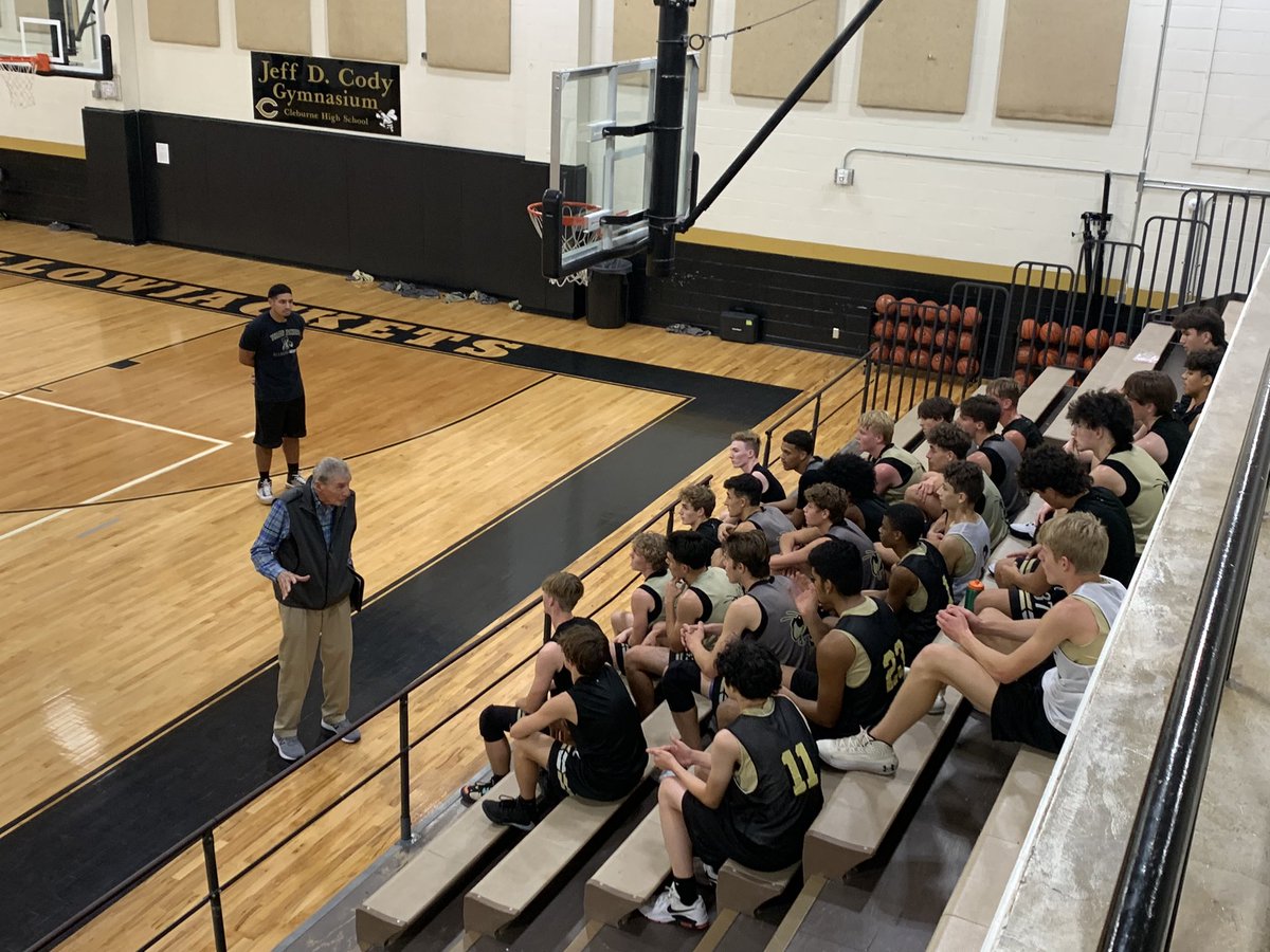 CleburneHoops's tweet photo. We really appreciate Coach Cody coming out and speaking to us just as our year is getting started! https://t.co/X4A5YLS0PP