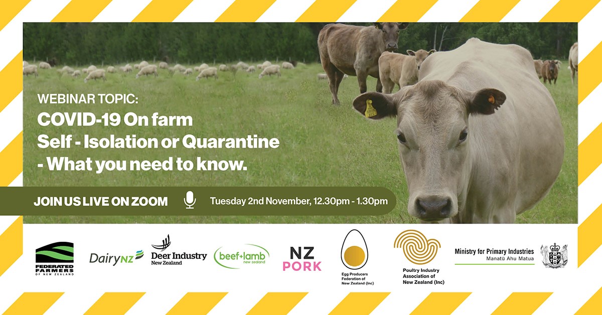 WormwiseNZ's tweet photo. Courtesy of Beef + Lamb New Zealand join them on Tuesday 2nd November at 12.30pm, and learn what will be considered if you, your whanau or employees are found to be COVID positive or a close contact.
Register here: https://t.co/xeXhM7M6s3
#Wormwise https://t.co/X6mcqUWjKp
