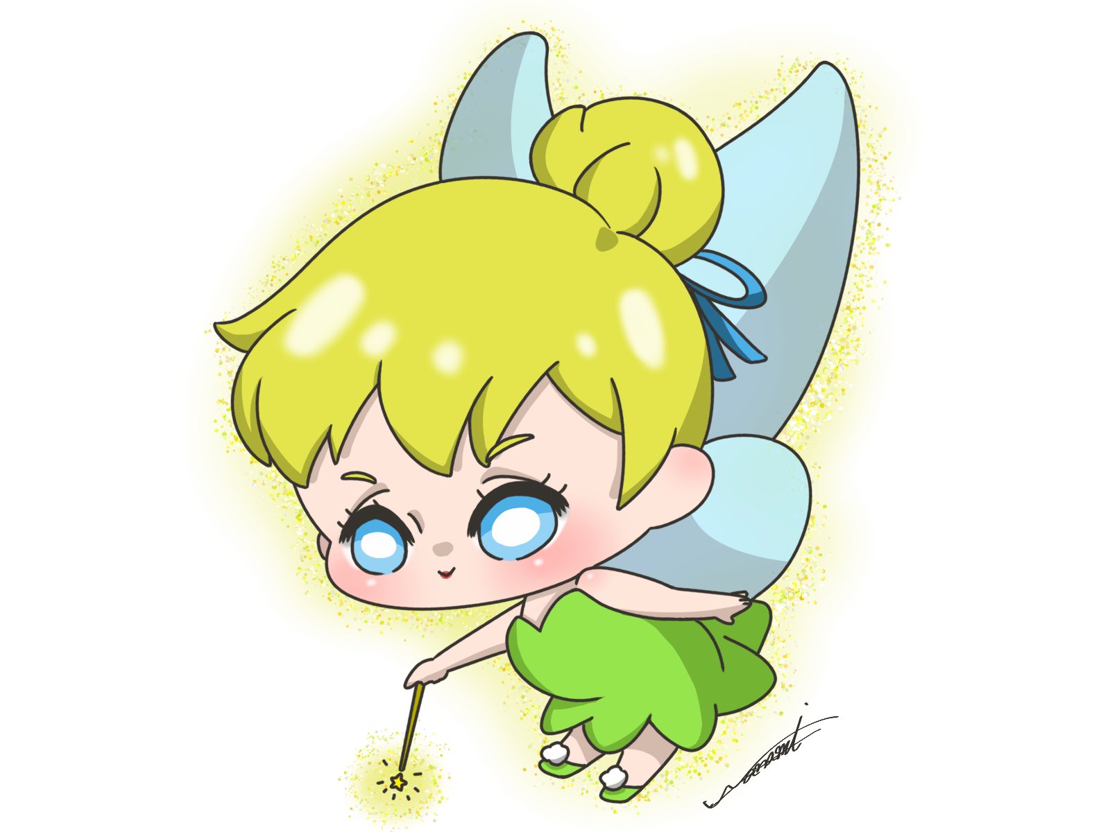 童話シリーズ　ピーターパンよりティンカーベル　手描きイラスト イラスト ピーターパンよりティンカーベル | ハルのブログ