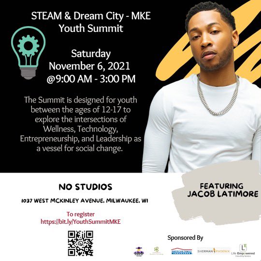 jo_sabir's tweet photo. The Dream City Summit series is happening . Designed for youth to explore the intersections of Wellness, Technology, Entrepreneurship, and Leadership as a vessel for social change ! @jacoblatimore  joins us as we explore the power of a Dream. #amfam #techforgood #techequity https://t.co/zYfKknjWRG