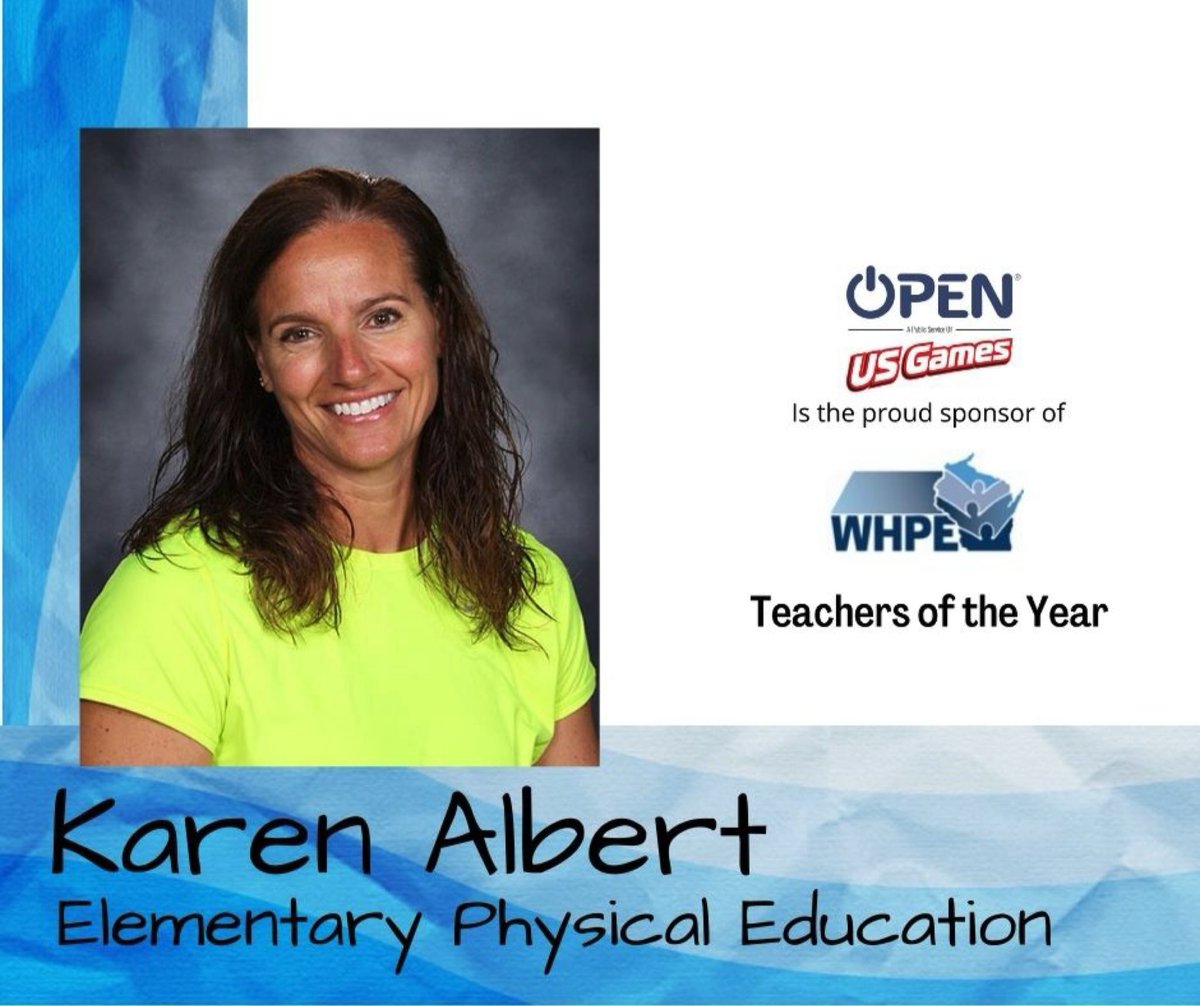 Congratulations to Karen Albert as Elementary Physical Education Teacher of the Year <a href="/WHPEOffice/">WHPE</a> #whpe
