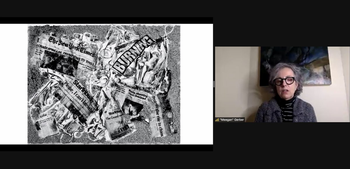 Beautiful work by the amazing @meggerber - a wonderful general internist, educator, and human being.

Masks and news clippings that signify the dual pandemics of racial injustice and COVID-19.  

#SGIMMidAtlantic #ArtsandMedicineNight #ProudtobeGIM