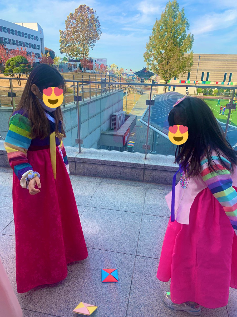 Hanbok Day <a href="/SFS1912/">Seoul Foreign School</a>. A way to celebrate our host country #Korea and its rich heritage and culture. A day for students to have fun playing #traditionalkoreangames also featured on #squidgame. 🇰🇷 #ttakji