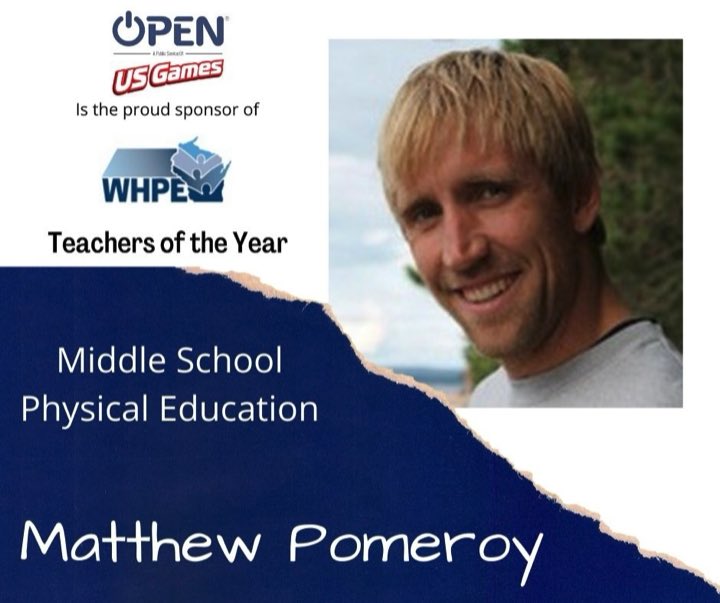 Congratulations Matt Pomeroy as middle School Physical Education Teacher of the Year <a href="/WHPEOffice/">WHPE</a> #whpe
