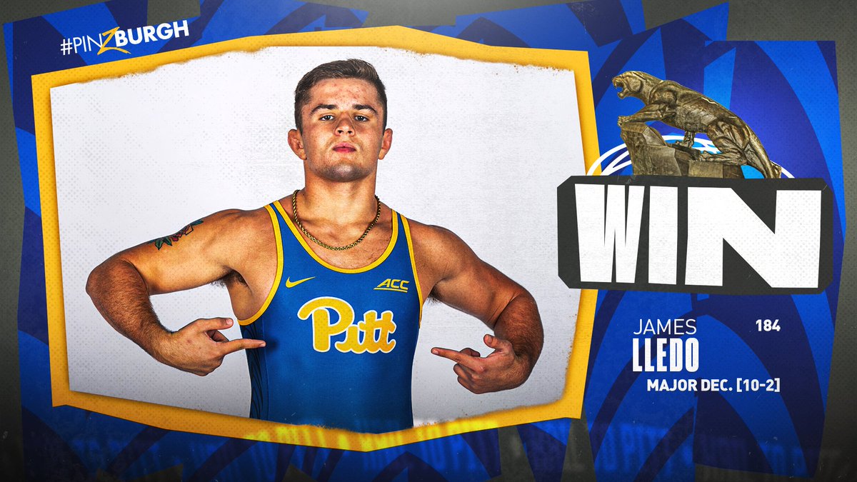 Pitt_WRES's tweet photo. WINNER » James Lledo

184 » He beats Cole Hivnor, 10-2.

A cradle and nearfall points opened up the big lead for Lledo!

#H2P https://t.co/ghDqUuXB7n