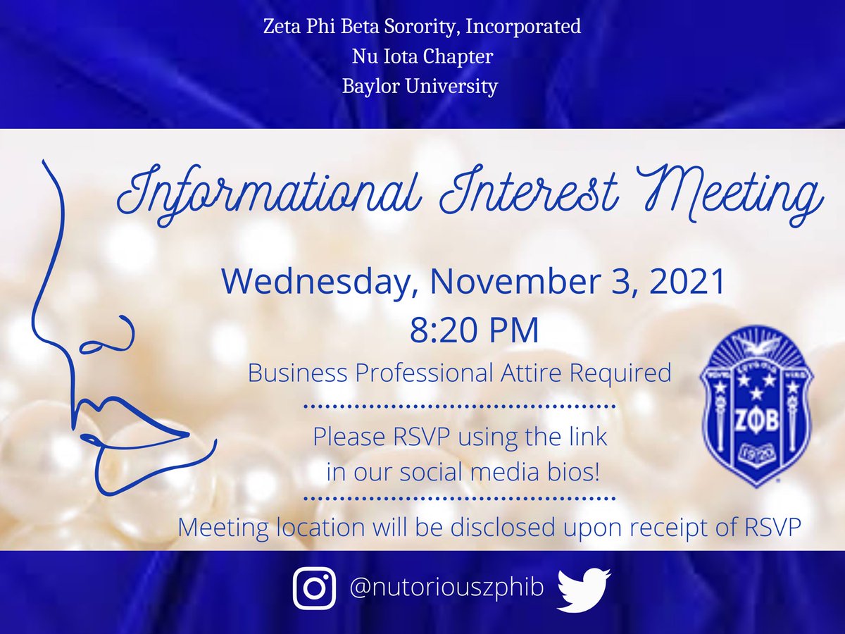 Zeta Week is just a few days away, and the Finer women are bringing the entertainment!🤩🤩🤩 Join us for a “ZET” experience you don’t want to miss. We’ll also be having several special programs for the ladies, including our fall informational interest meeting!💙🕊