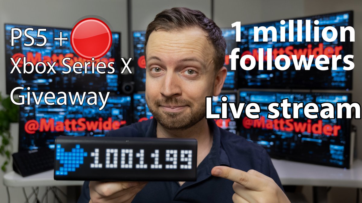 🎁Giveaway – last chance: PS5 + Xbox @ 10pm ET live stream🥳celebrating 1 MILLION followers!🥳

📺Live stream link: youtu.be/KKwz3t_9a74
➡️🎁Enter: mttswdr.co/giveaway ⬅️
💡Please ✅off the widgets

✅ PS5 Disc
✅ Xbox Series X
✅ PlayStation Plus x10
✅ Xbox Game Pass x10
