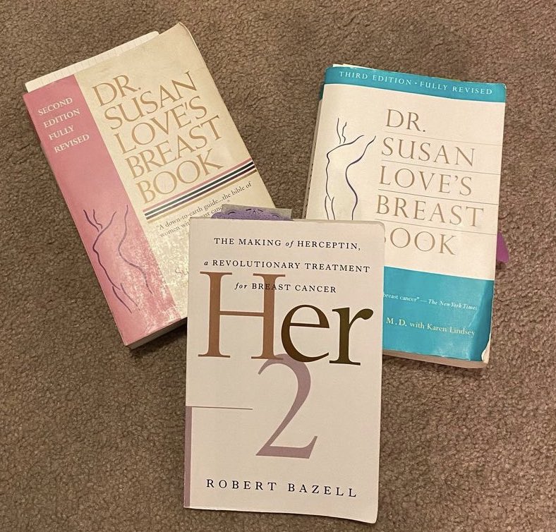 bambo9585's tweet photo. When I was diagnosed with #breastcancer not once but twice, I turned to books, to educate myself and to learn my disease.  These three books here were my go to! I always say knowledge is power and it gives you the power to make the best decisions for you https://t.co/nf1XBPskq3
