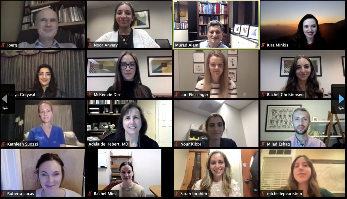 AlamLab's tweet photo. On October 14th, we hosted the inaugural meeting for the Association of Academic #Cosmetic #Dermatologists. Privileged to be in the company of these talented dermatologists. Group photos look a little different on #Zoom but until we can all meet in person, this will do! https://t.co/IAbiE5yGhp