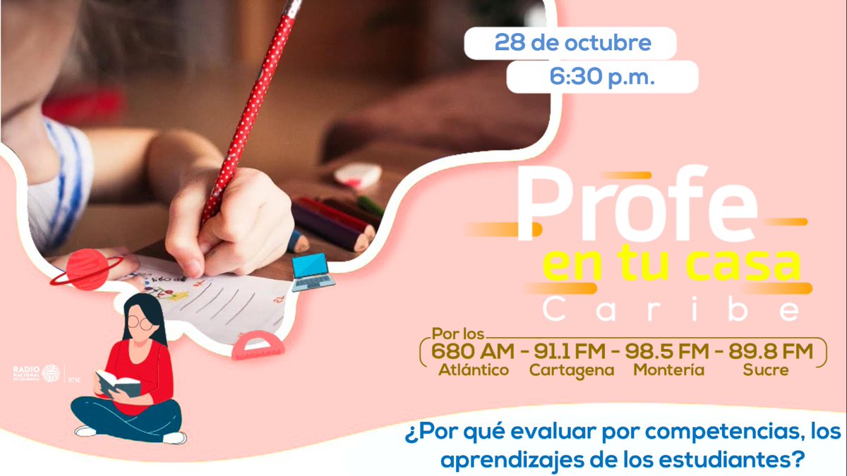 redradioe's tweet photo. Escucha profe en tu casa
@RadNalCaribe 
Por qué evaluar por competencias los aprendizajes de los estudiantes?
Sintoniza los 91.1 de la FM hoy a las 6:30 pm.
@BEATRIZBERNAL26 @Edwinmenco7 @YurisLUH https://t.co/1gEIcJlllu