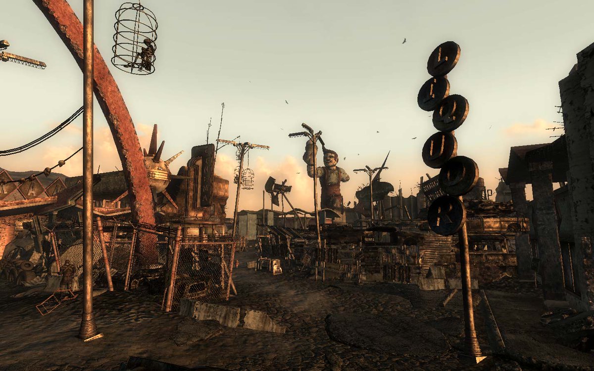 NPurkeypile's tweet image. It's been 13 years since Fallout 3 came out. It was a great game to work on with a tiny team. (~65 people?)

Here's a little thread of some of the stuff I did on it.

I did work on a lot of the cities, building Paradise Falls, Tenpenny Tower, Underworld and Little Lamplight.