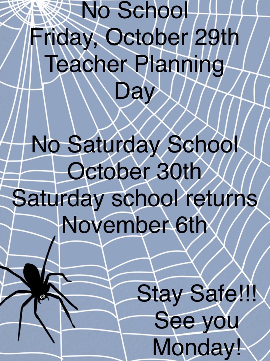 ArcolaLakeElem's tweet photo. As a reminder, there is no school tomorrow, October 29, 2021 and no Saturday School on October 30, 2021. See you on Monday! #mdcps #arcolalakeelementary https://t.co/6iX4N9WQr6