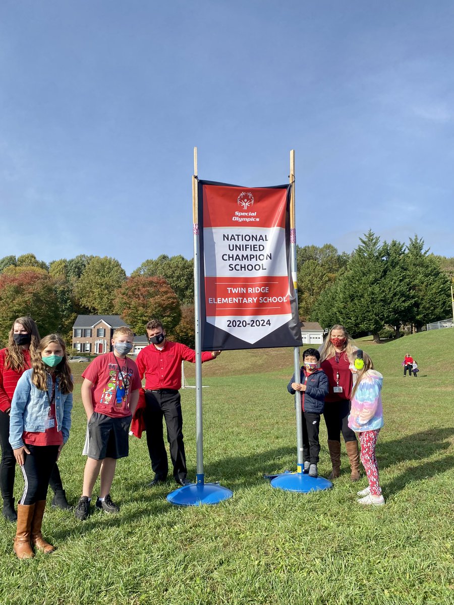 We had an incredible time celebrating the students at Twin Ridge Elementary this morning! <a href="/Twin_Ridge_PE/">Grace Thomas</a> is the first Elementary School in MD to earn the achievement of a National Banner Unified Champion School! Congratulations, and keep leading the way as a #UnifiedGeneration!