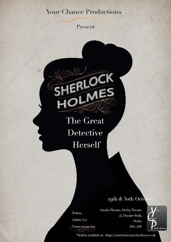 JenniferActresc's tweet photo. It’s finally happening TOMORROW! After 2 years waiting due to COVID, SHErlock Holmes on @DerbyTheatre There are some tickets left on their website! https://t.co/9mrrfRiKLR