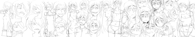 過去にアップロードしたことがあるのかもしれませんが
たぶんヘッダー向けに落書きしたんじゃないかと思われるオリキャラ詰め合わせを 