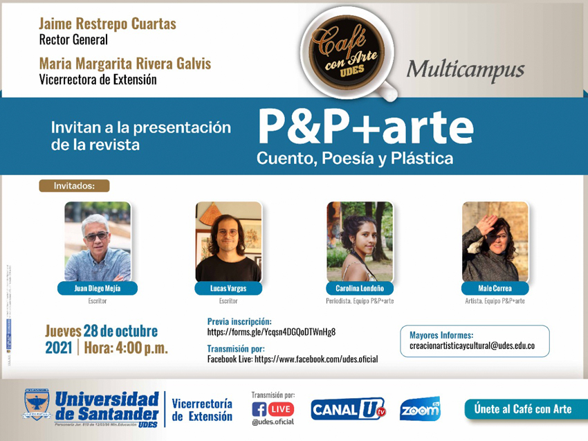 udes_oficial's tweet photo. 🔴 #EnVivo | Sigue la transmisión del #CaféConArte multicampus ☕ 🎭 donde se presentará la revista P&P+arte. #UDESCultural
👉 https://t.co/J6r7xBLp9k https://t.co/JCDHnZiTrp