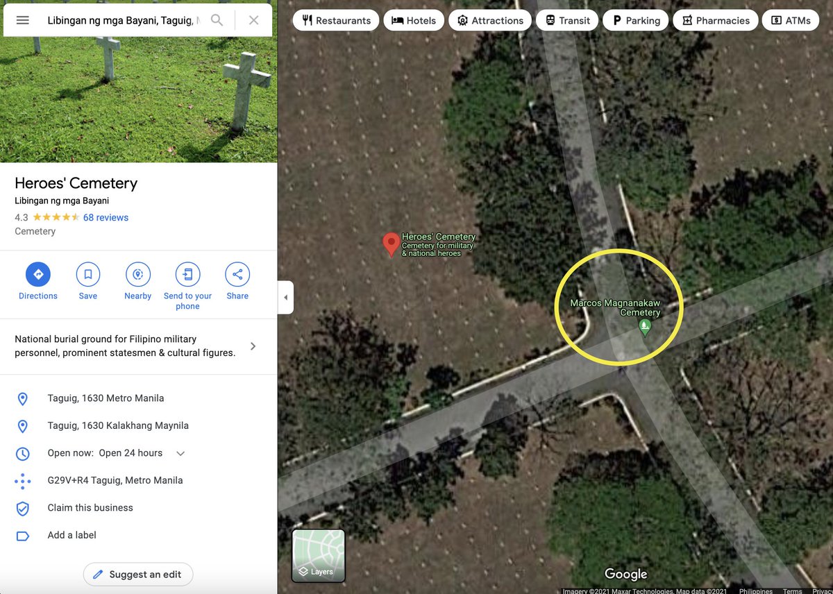 audreyoww's tweet photo. Petition to @Google @googledevs @googlemaps to delete this location in the Libingan ng mga Bayani. Pati Google Maps ininfiltrate na ng LP with disinformation! 😠

#BBM #BBM2022 https://t.co/D9IJivOqt2