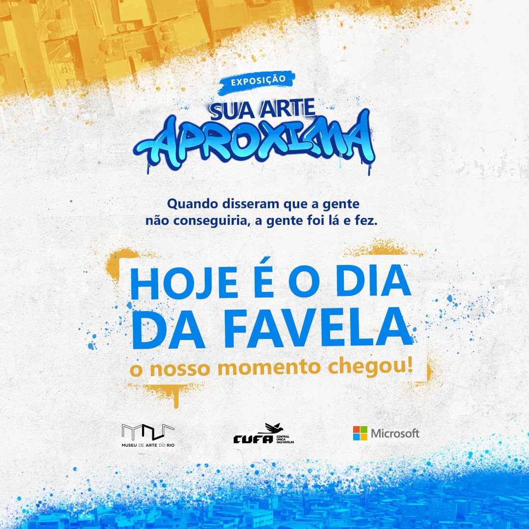 O Dia da Favela chegou e já está rolando nesse momento a inauguração da nossa exposição “Sua Arte Aproxima” para celebrar a data! 
Vá ao MAR ou acompanhe em nossas redes sociais!