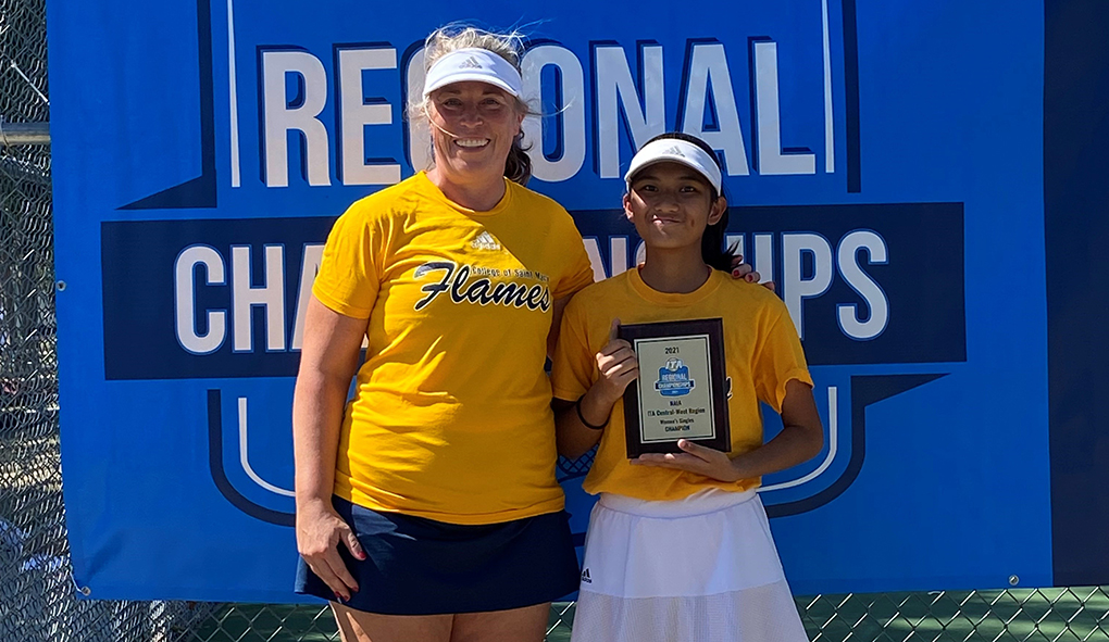 CSM_Omaha's tweet photo. A huge congratulations to the incredible Flames Tennis Sophomore, Renee Acena, who represented CSM at the prestigious ITA Cup this month! Acena was the only player from GPAC &amp; one of only 16 players in NAIA who made it to this national competition. 
🎾🔥 https://t.co/Tfch5Z3YdR https://t.co/wGfkvezH1P