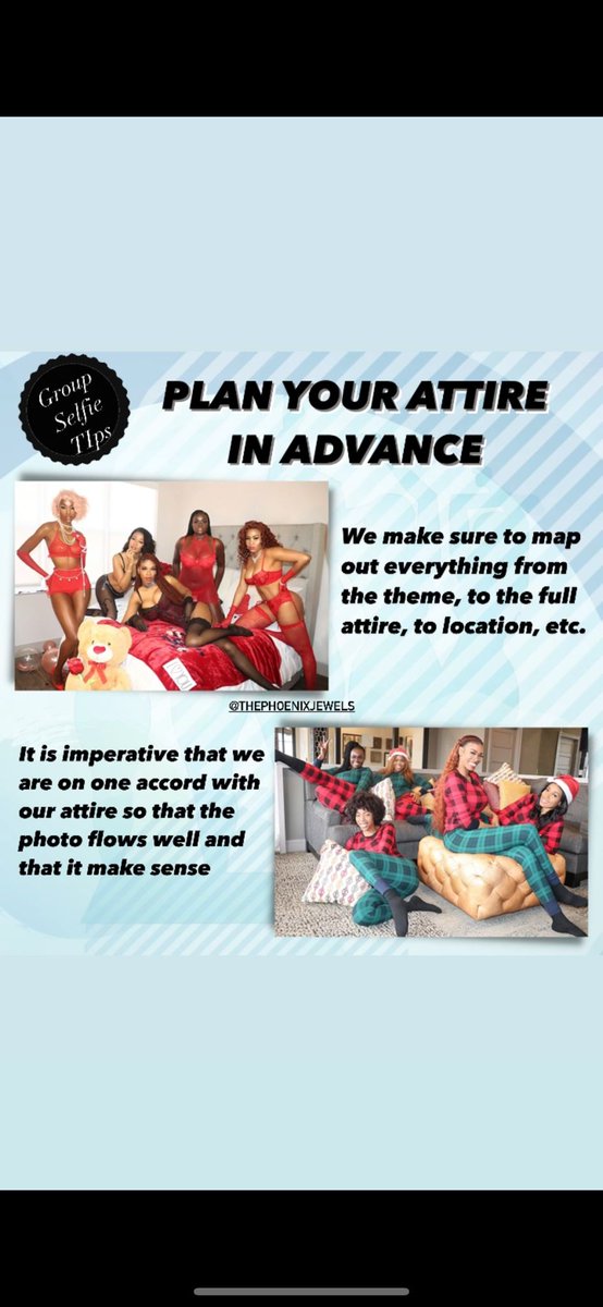 Phoenix_Jewels's tweet photo. Group selfies so much more than snapping a picture. We plan our shoots in advance by brainstorming 2 come up w/ a mood we can capture. A big part of that is location &amp; our attire. Planning in advance helps us prepare &amp; have full control of our creativity. R these tips helpful? https://t.co/EDR6oq5oFo