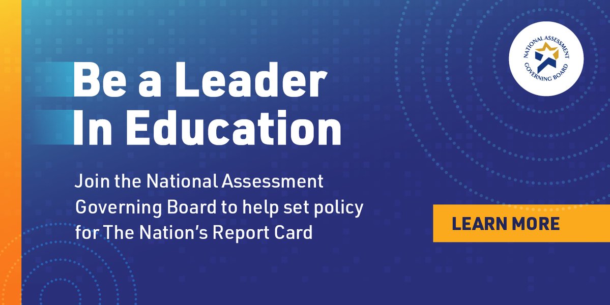 GovBoard's tweet photo. The deadline is fast approaching! We’re accepting nominations for open Board positions to oversee #NAEP. Nominate yourself or a qualified colleague to #JoinTheGovBoard. 
@LPI_Learning @LearningFirst @NBPTS @AFTunion @NEA @NASSP @ASCD @AAEteachers @AMLE  https://t.co/I7EDn14L6L https://t.co/TqbUmRG2wH