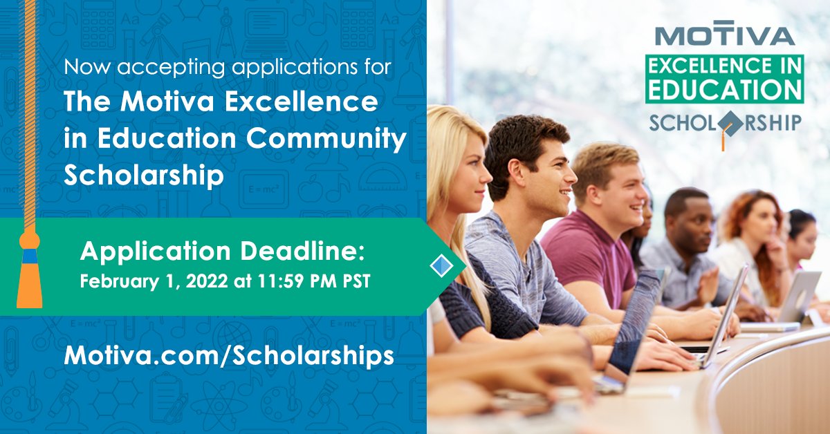 Motiva is now accepting applications for our Motiva Excellence in Education Community Scholarship! The scholarship is available to high school seniors that reside near Houston and Port Arthur. To see if you are eligible for the scholarship, go to Motiva.com/Scholarships