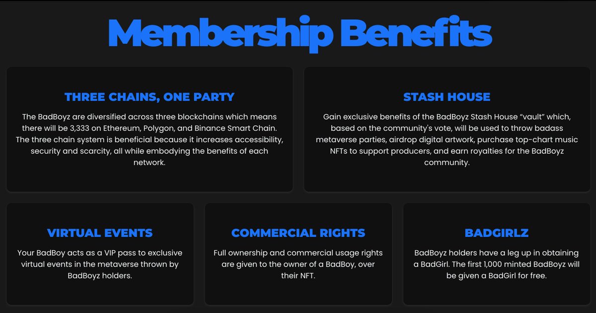 Why should you become a BadBoy? There are many perks!

▶️ Join now at badboyzblockparty.com

#BadBoyz4Life #ETH #Matic #Polygon #BSC #NFTCommunity
