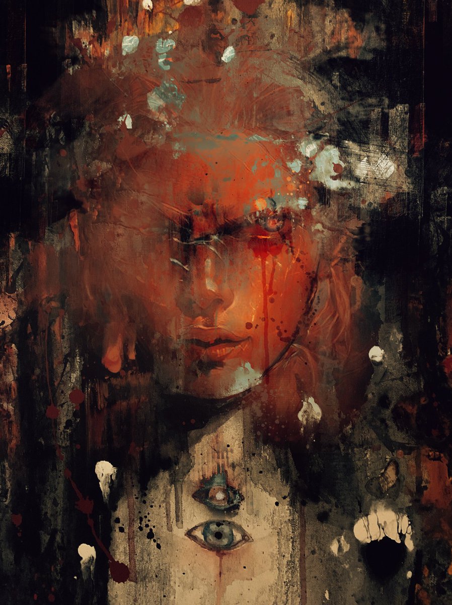 DarkenedM00d's tweet photo. Day 28 of #31daysofdarkness
"Aoede"
@klangwelt is a Digital & mixed media artist, graphic designer, creative director, music producer and DJ! "Aoede" was started in 2019, with layers added over time, and finalized and digitized for the #31DoD event. https://t.co/rVAJErwX27 https://t.co/Ek8TpJZYK0