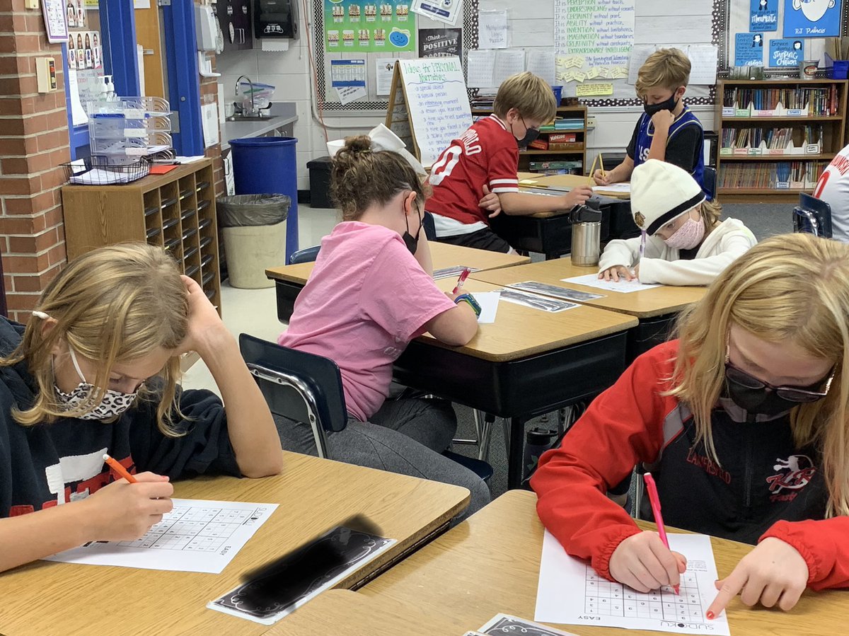 MrsCionisClass's tweet photo. Math Club is back! Loved seeing these Ss work together to conquer #Sudoku! #PattonMathClub #mathlovers #logicpuzzles @AHSD25Patton Do you Sudoku?@StacieStanton18 https://t.co/3RMbC3v2Xt