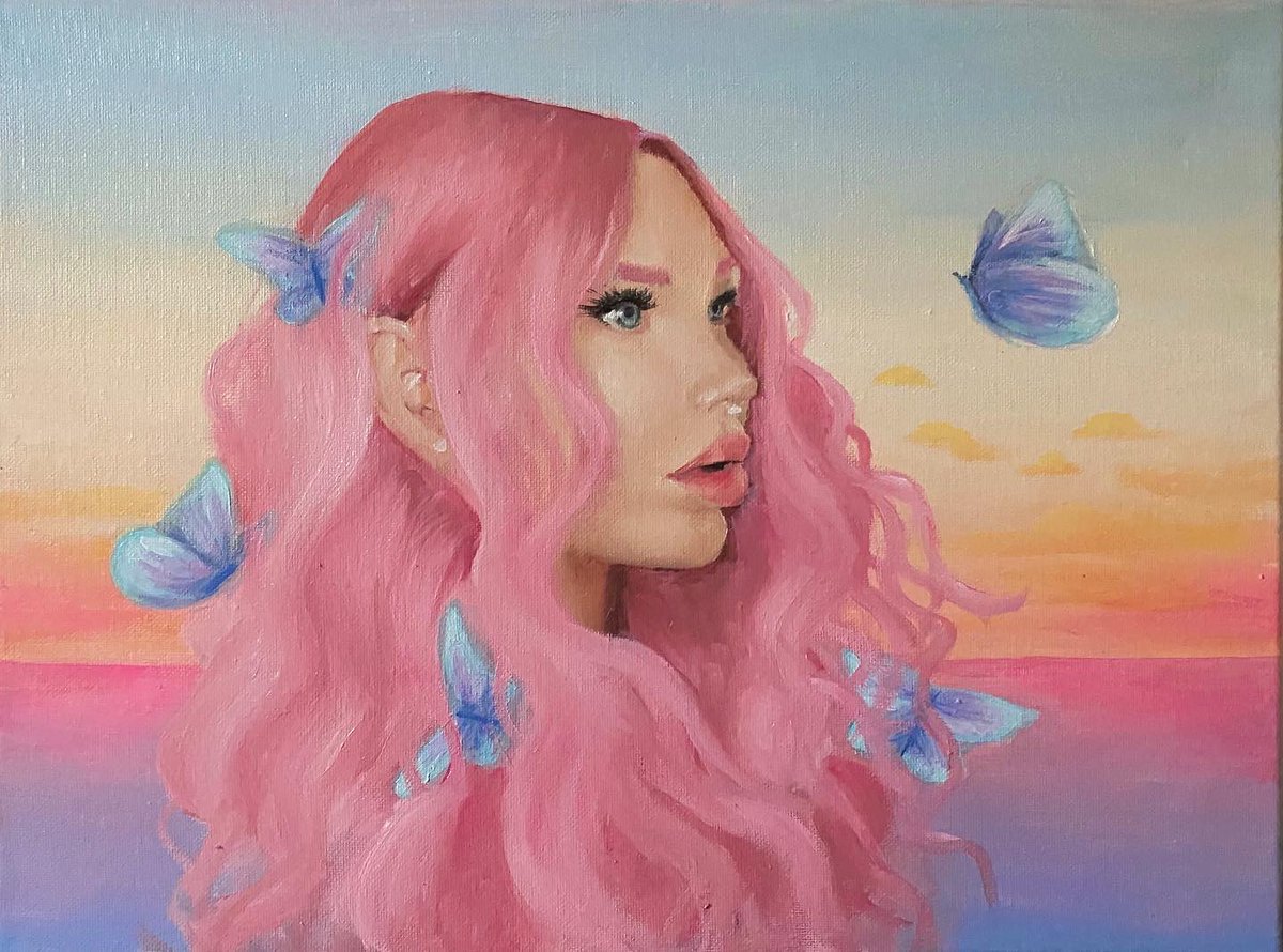 alyssatomalaart's tweet photo. She’s my butterfly fairy sunset goddess 💗 12”x16” oil on canvas 🦋 #sunsetpainting #portraitpainting #oilpainting #painting #artist #artwork #artistsoftwitter #oilpainter #painter #beautifulart #butterflyart #sunsetart #paintings #artforsale #ArtistOnTwitter #PortfolioDay https://t.co/G6LHksjkQd