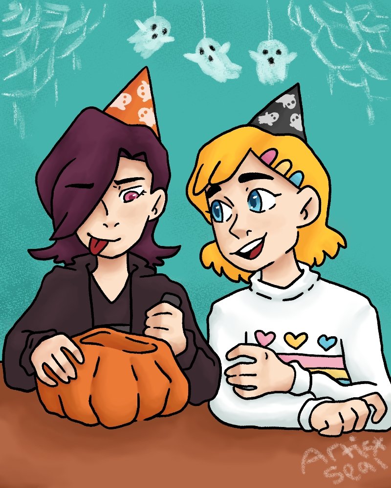 ArtistSeal's tweet photo. So yesterday was my character Alice's birthday from my comic Ace an Pan and it was accidentally on #AceWeek and I love that coincident. But yeah to celebrate I made this illustration for my comic. 

#digitalart #LGBTQ https://t.co/PjLmcq4XbW