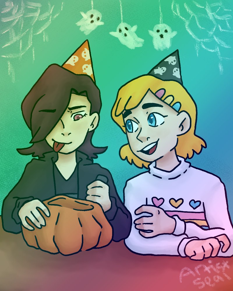 ArtistSeal's tweet photo. So yesterday was my character Alice's birthday from my comic Ace an Pan and it was accidentally on #AceWeek and I love that coincident. But yeah to celebrate I made this illustration for my comic. 

#digitalart #LGBTQ https://t.co/PjLmcq4XbW