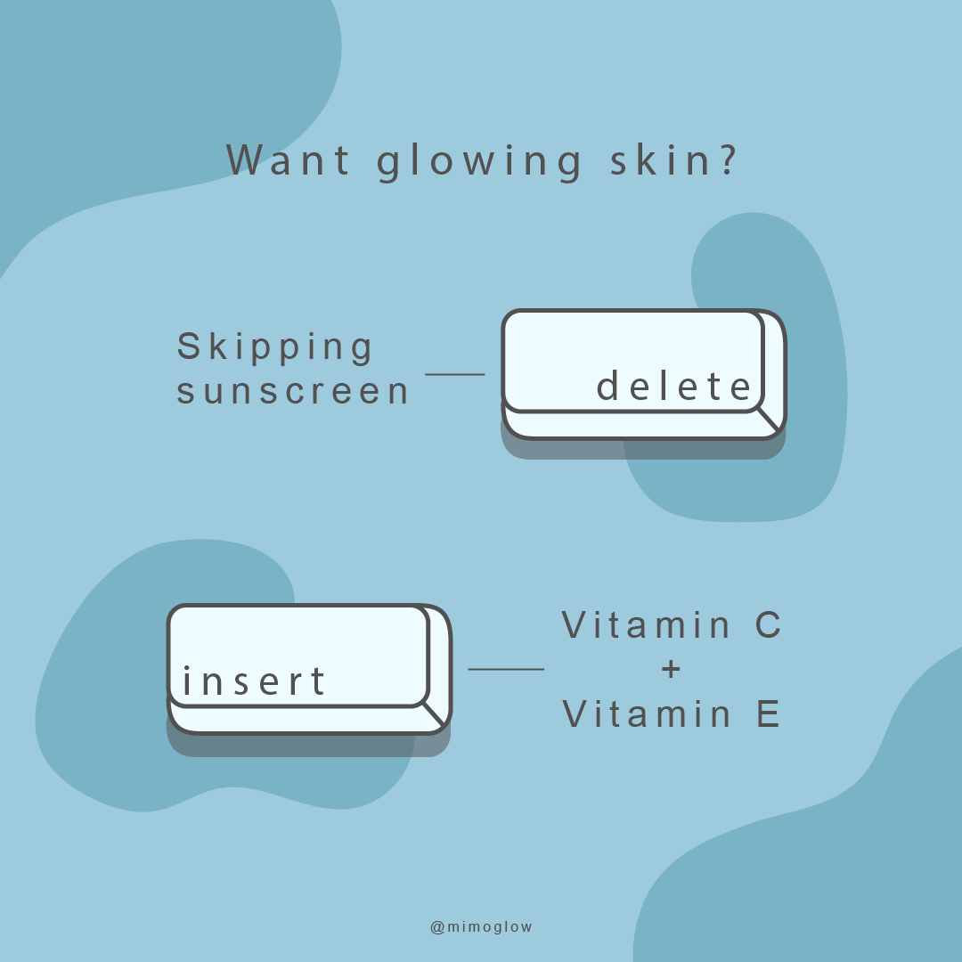 Mimoglow's tweet photo. Delete skipping sunscreen in your skincare routine and insert Vitamin C and Vitamin E in it! ⁠ https://t.co/zGKvq2amQa