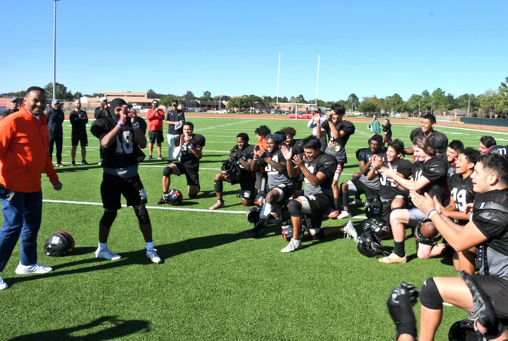 On campus here at <a href="/langhamcreekhs/">Langham Creek High</a> where Alejandro Vasquez was honored as the Gallery Furniture/Fox 26 Athlete of the Week. Vasquez had 224 total yards and 2 TDs in the Lobos' big win over Cy Ranch.

Thank you <a href="/NateGriffFOX26/">Nate Griffin</a> for highlighting our CFISD students. #CFISDspirit