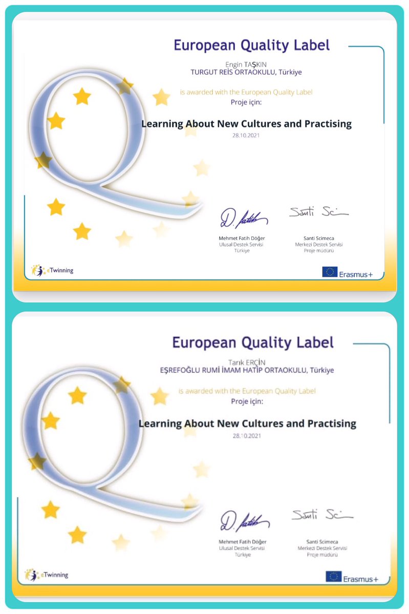 Lancap_2020's tweet photo. Our eTwinning project has been awarded the European Quality Label.
✨✨✨
@tretwinning @eTwinningDestek
@eTwinning_ist @BakirkoyMEM @Osmangazi_MEM @cepni6144 @OzelYesilkoy @DikmenGuluc @SehitOktayOO @Erefolurumiiho1 @h_dogaortaokulu @kdzturgutreis @60yilatakoyort https://t.co/xBDzjdS07X