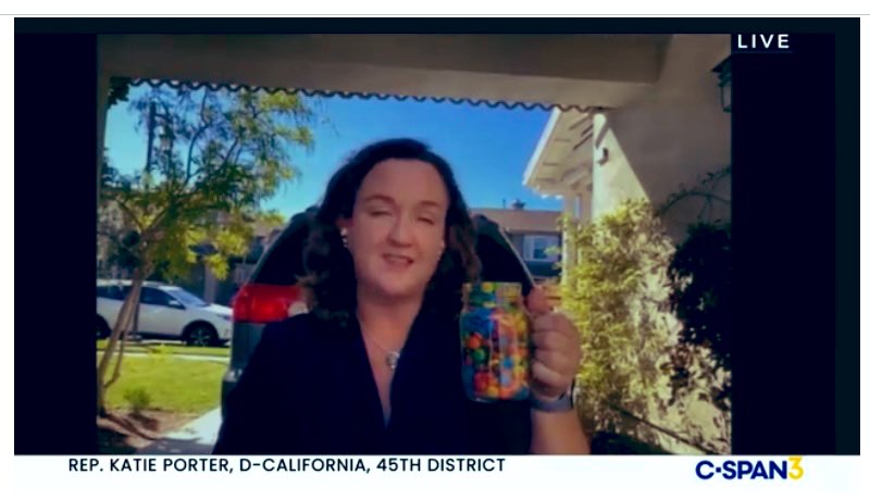 MarkWJeffries's tweet photo. Rep. Katie Porter is obviously a Kyle Busch Fan.  #MandMsRacing #KyleBusch #NASCAR #CSPAN https://t.co/iAuRK1GsOf