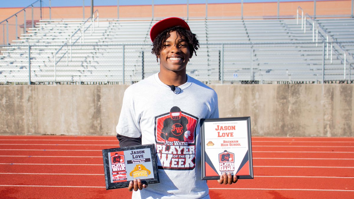 jonwayneair's tweet photo. Congratulations to Jon Wayne Player of the Week Winner, Jason Love from Brennan High School! 
Don’t forget to join in next week, starting Sunday, to vote hourly for who you think should be our next Player of the Week!
#JonWayne #PlayerOfTheWeek @SAFBW860 @BFNDFball https://t.co/z2a5h7spFe