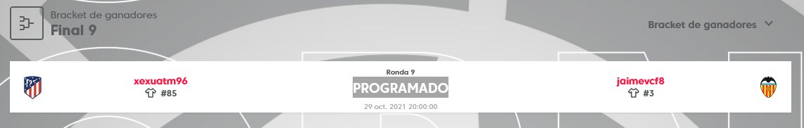 🚨TENEMOS FINAL🚨

<a href="/xexufifa/">XEXU</a> se enfrentará a @jaimevcf8 en la final del segundo draft de la @esportslaliga con el objetivo de poner muy de cara su entrada a la competición nacional.

Uno de nuestros administradores no es muy imparcial pero vosotros, ¿tenéis favorito?👀
