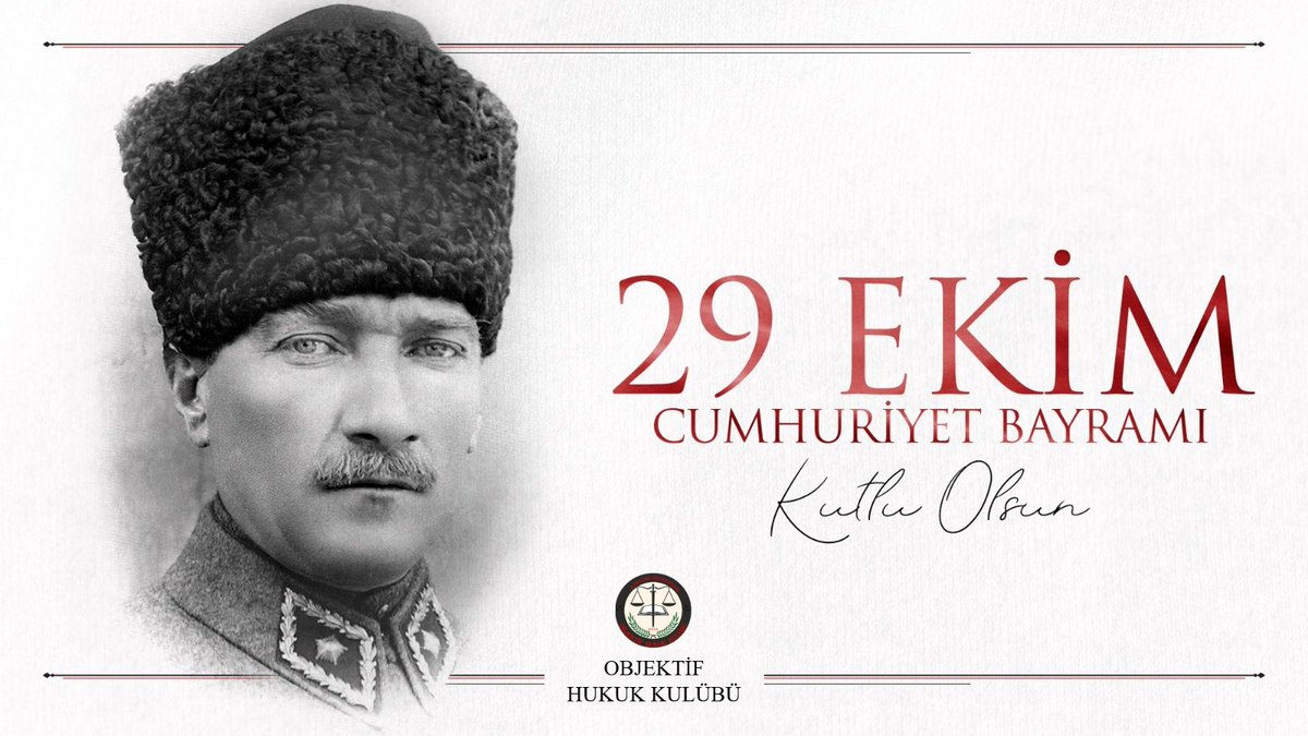 "Ey yükselen yeni nesil! İstikbal sizsiniz. Cumhuriyeti biz kurduk,onu yükseltecek ve yaşatacak sizsiniz."

Cumhuriyetimizin ilanının 98.yılında Ulu Önder Gazi Mustafa Kemal Atatürk ve silah arkadaşlarını saygı ve minnet ile anıyoruz.

29 Ekim Cumhuriyet Bayramı'mız kutlu olsun.