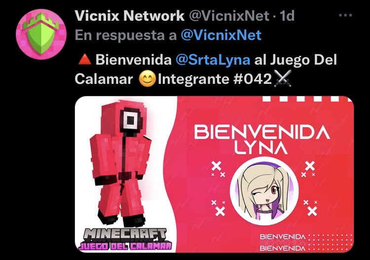 Iynaupdates's tweet photo. ‼️| Lyna participa en los “Juegos del Calamar” en “Minecraft” siendo la integrante #042 https://t.co/oratvJ53J3