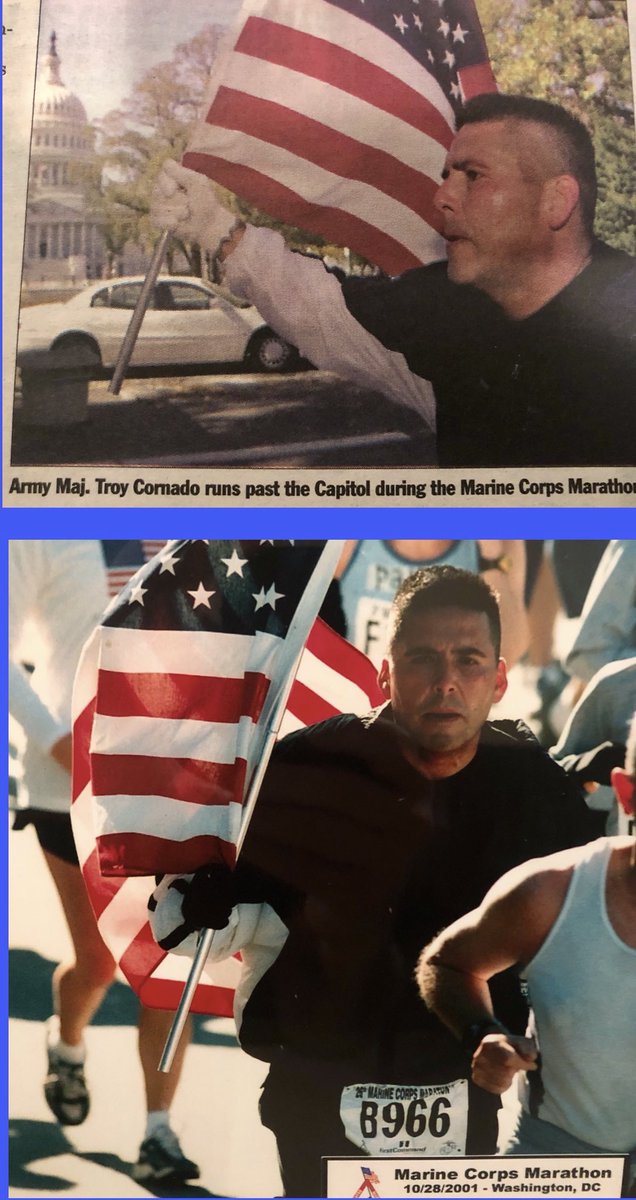 #TBT 20 years ago today I ran the Marine Corps Marathon and proudly carried the US flag. Thanks @ArmyTimes for the coverage and photo. #respecttheflag