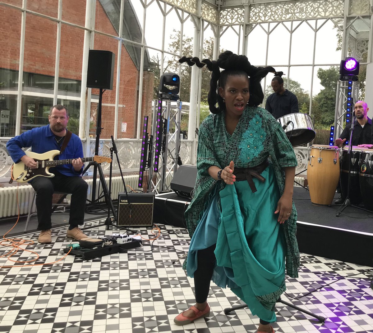 TunedInLDN's tweet photo. What a great #PidginOpera show the @venusbushfires aka Helen Epega and her band, with dancer Francis Angol put on at @HornimanMuseum ten or so days ago. A rewarding #cycleride! https://t.co/A5Goaiu7Vi